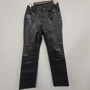 Gap Womens Leather Bootcut Pants Size 4 Black Y2K 90s Baddie Biker Edgy Punk